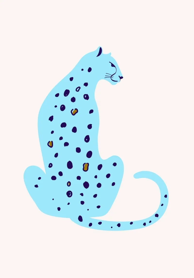 Abstract Blue Leopard - Minimalist Safari Art Print hahnemühle by homdeco
