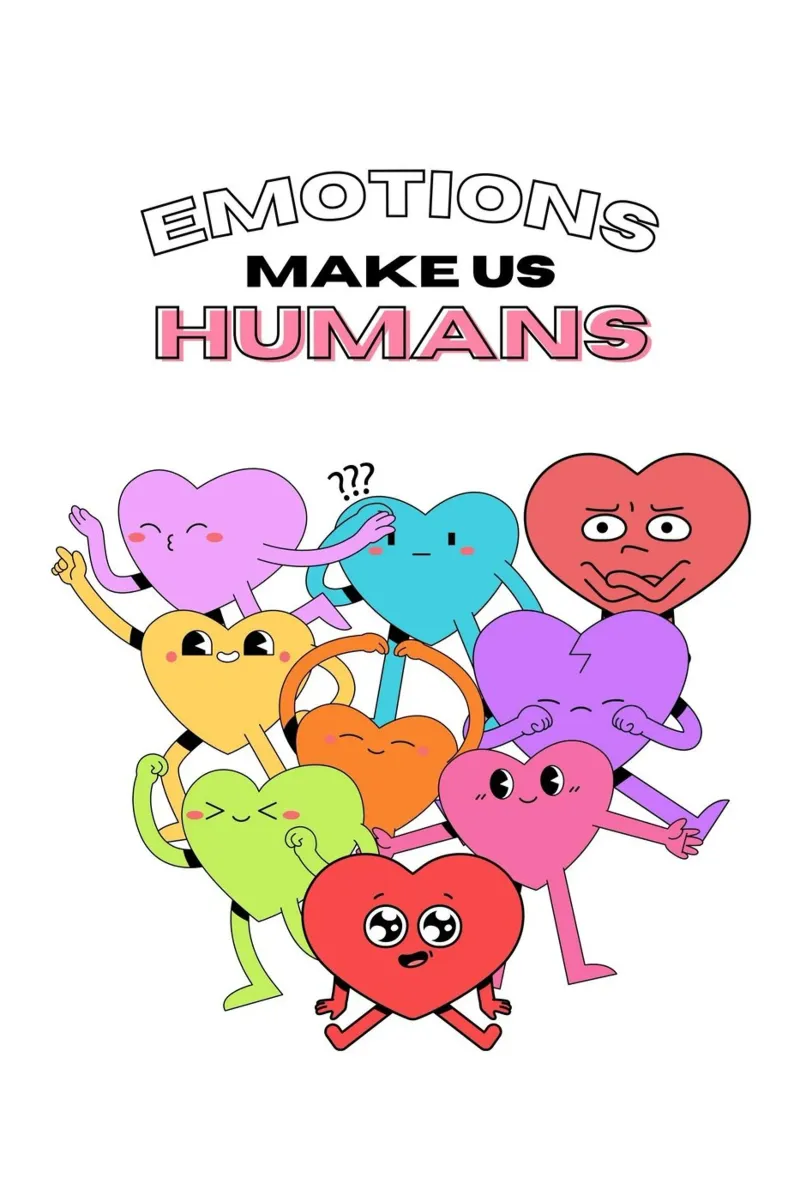 "Emotions Make Us Humans" Heart Characters Art canvas with Floater frame by homdeco