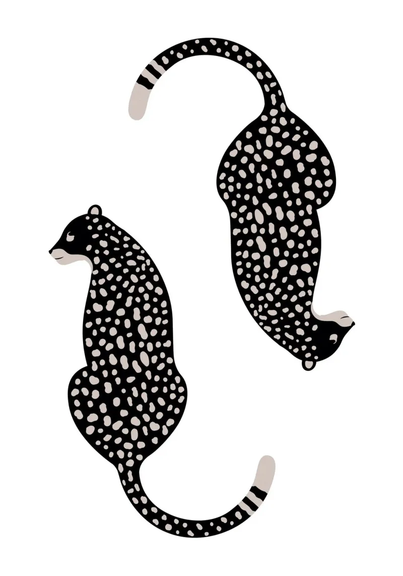 Leopardi maculati monocromatici - Arte animale minimalista pellicola backlit da homdeco