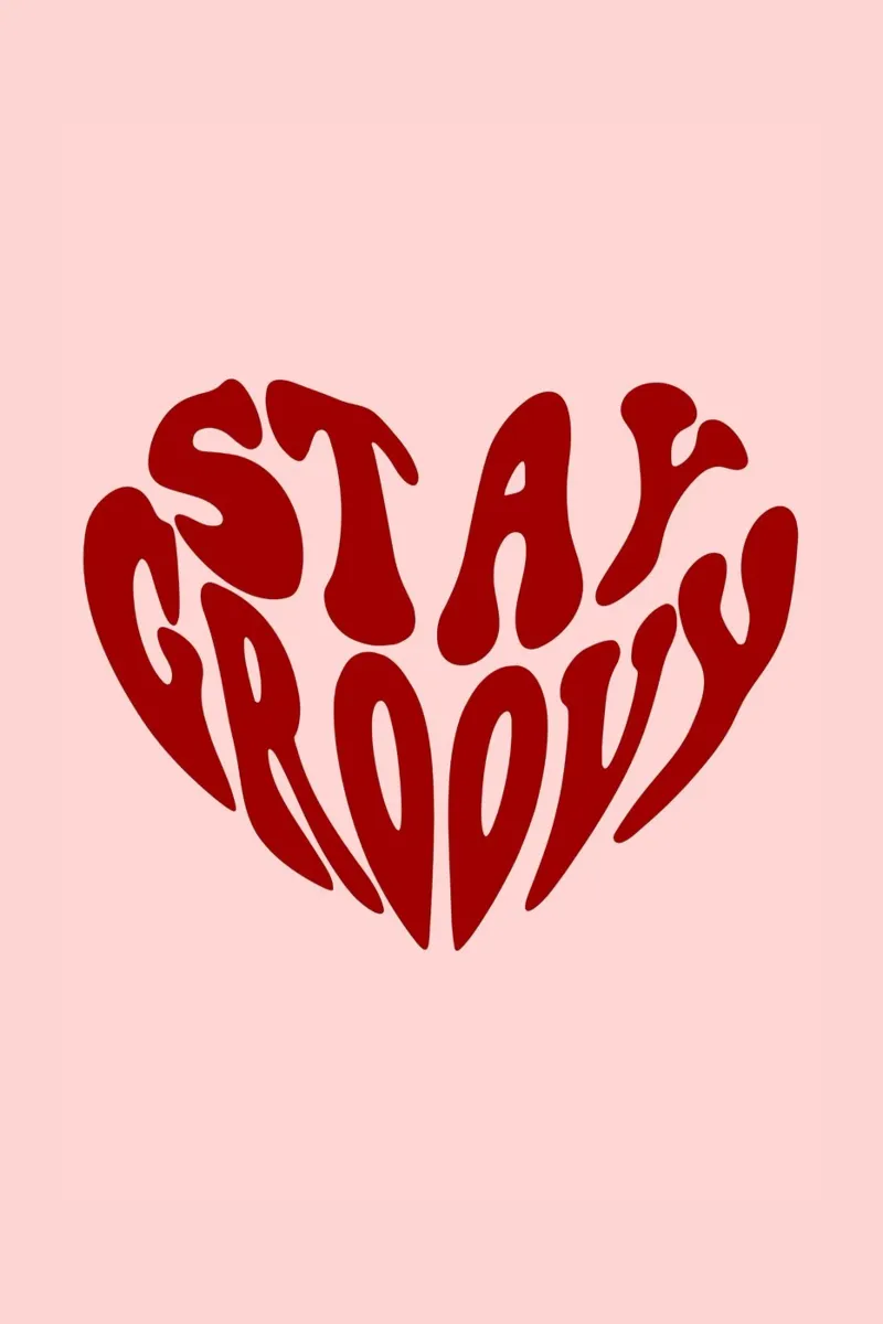 "Stay Groovy" Heart - Retro Red & Pink Typography Art canvas with Floater frame by homdeco