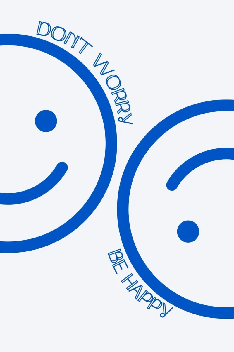 Art "Don't Worry Be Happy" (Ne vous inquiétez pas, soyez heureux) Smiley Faces bleu poster avec cadre en aluminium de homdeco