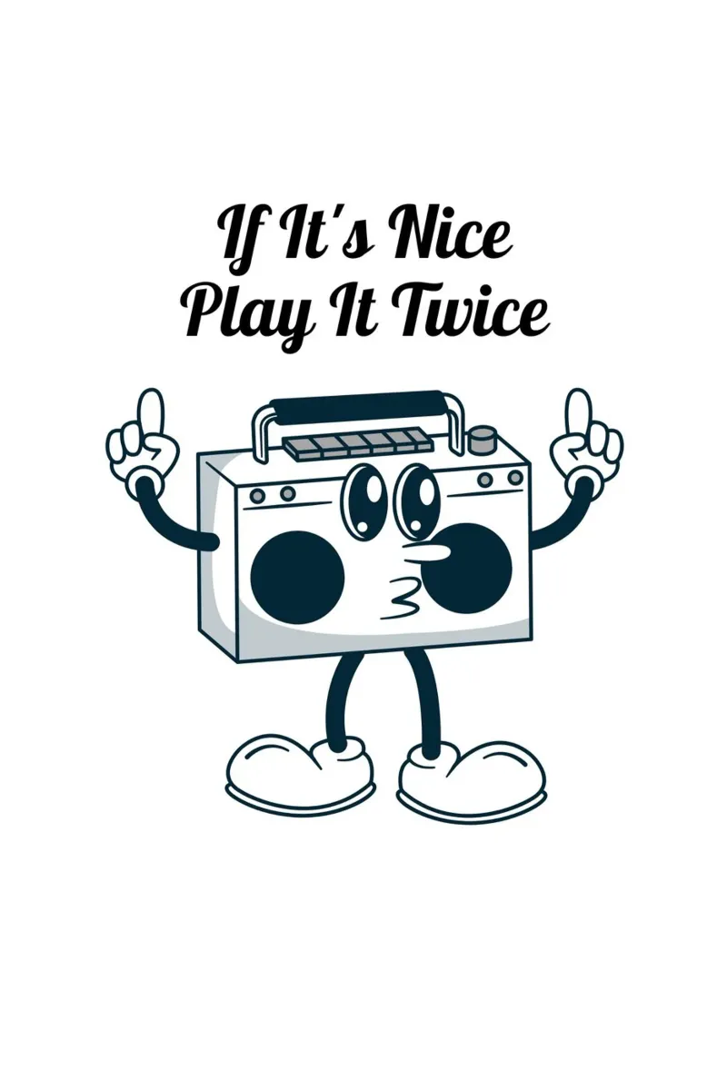 "If It's Nice Play It Twice" Retro Boombox Kunst Hahnemühle von homdeco