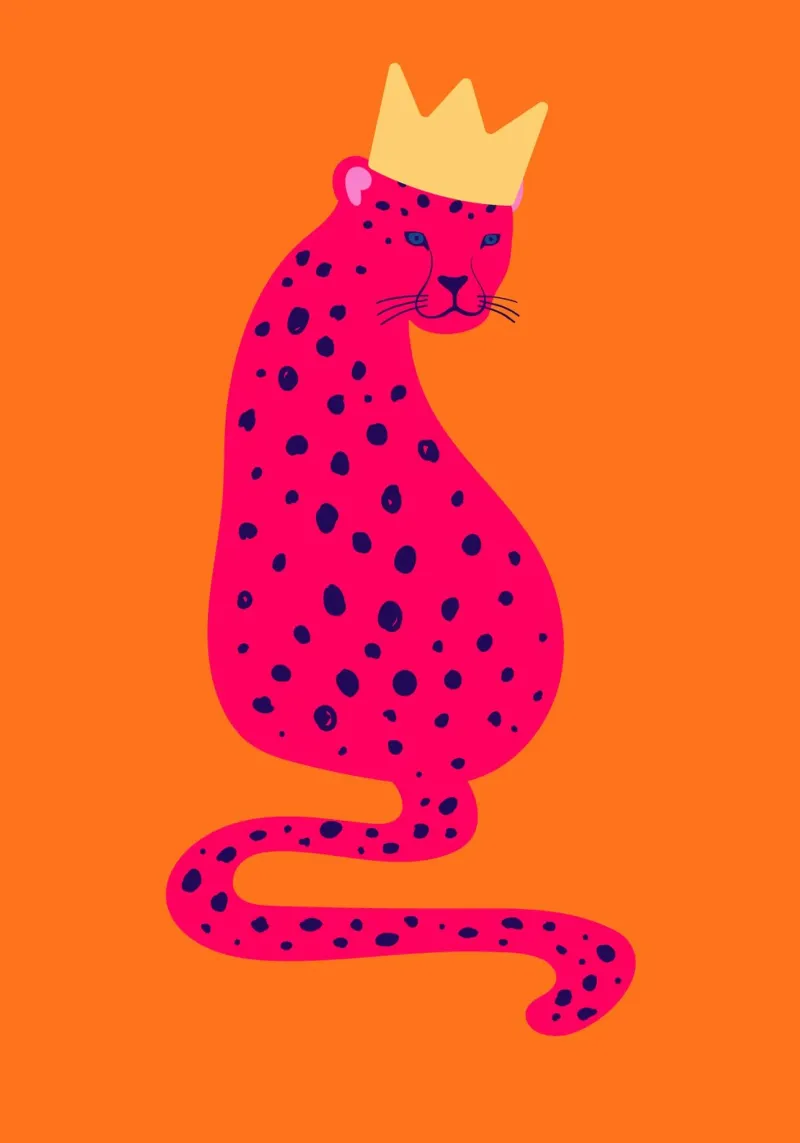 Ghepardo rosa regale con corona - Pop Art Wildness pellicola backlit da homdeco