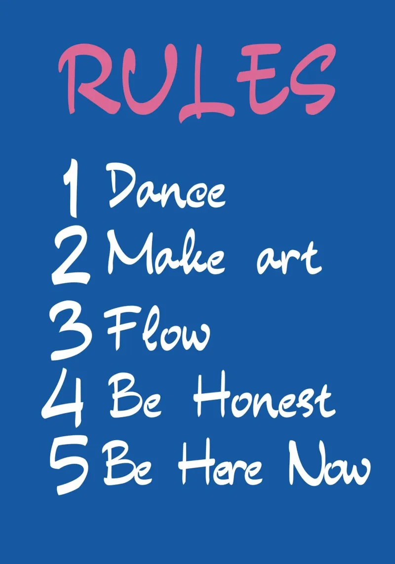 Reglas de la vida - Dance, Create, Flow, Be Here Now Art metacrilato de homdeco