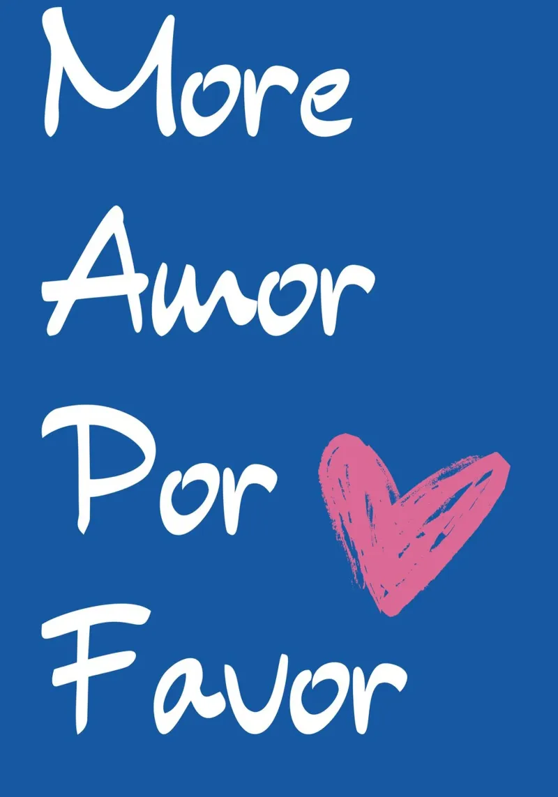 "More Amor Por Favor" - Blue & Pink Love Art acrylic glass by homdeco