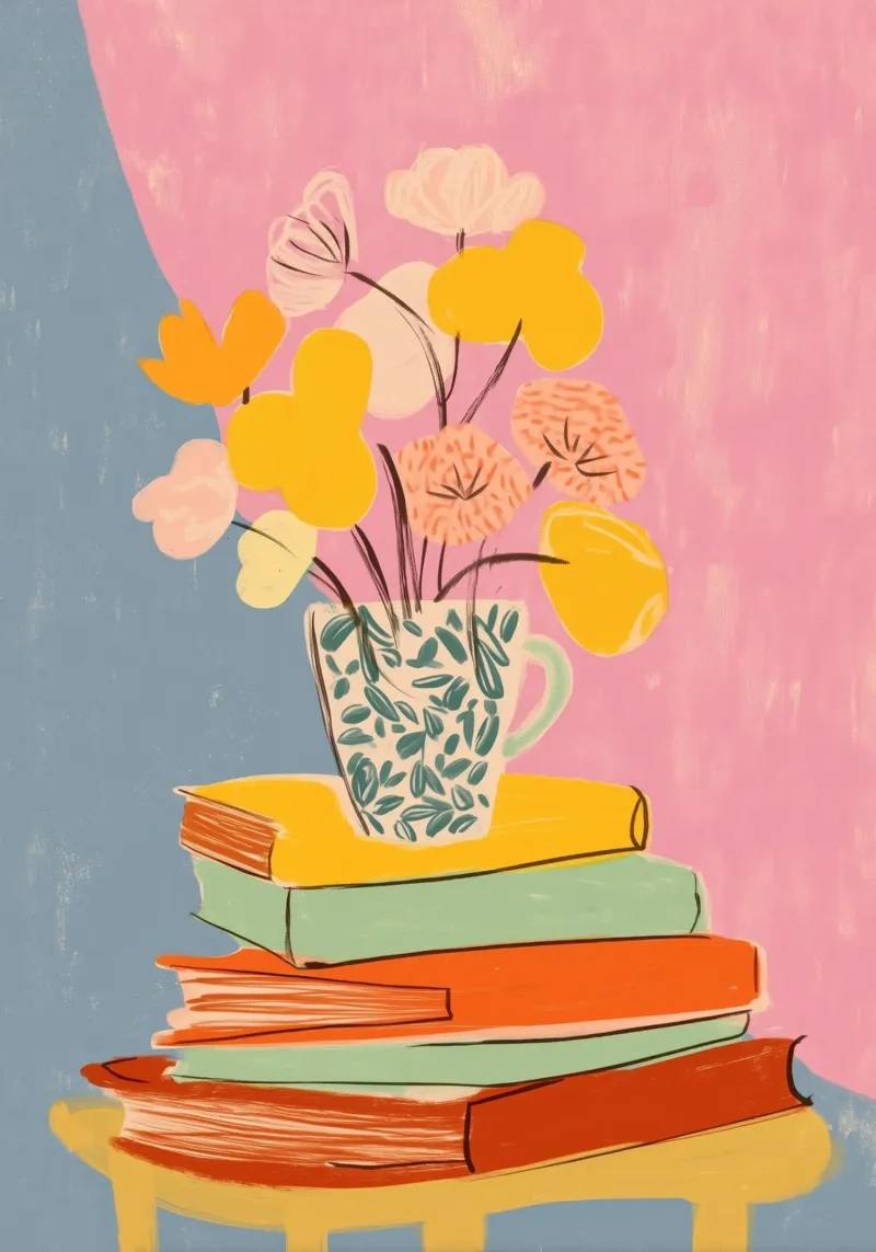 Books & Blooms poster con telaio in plastica da Clara August