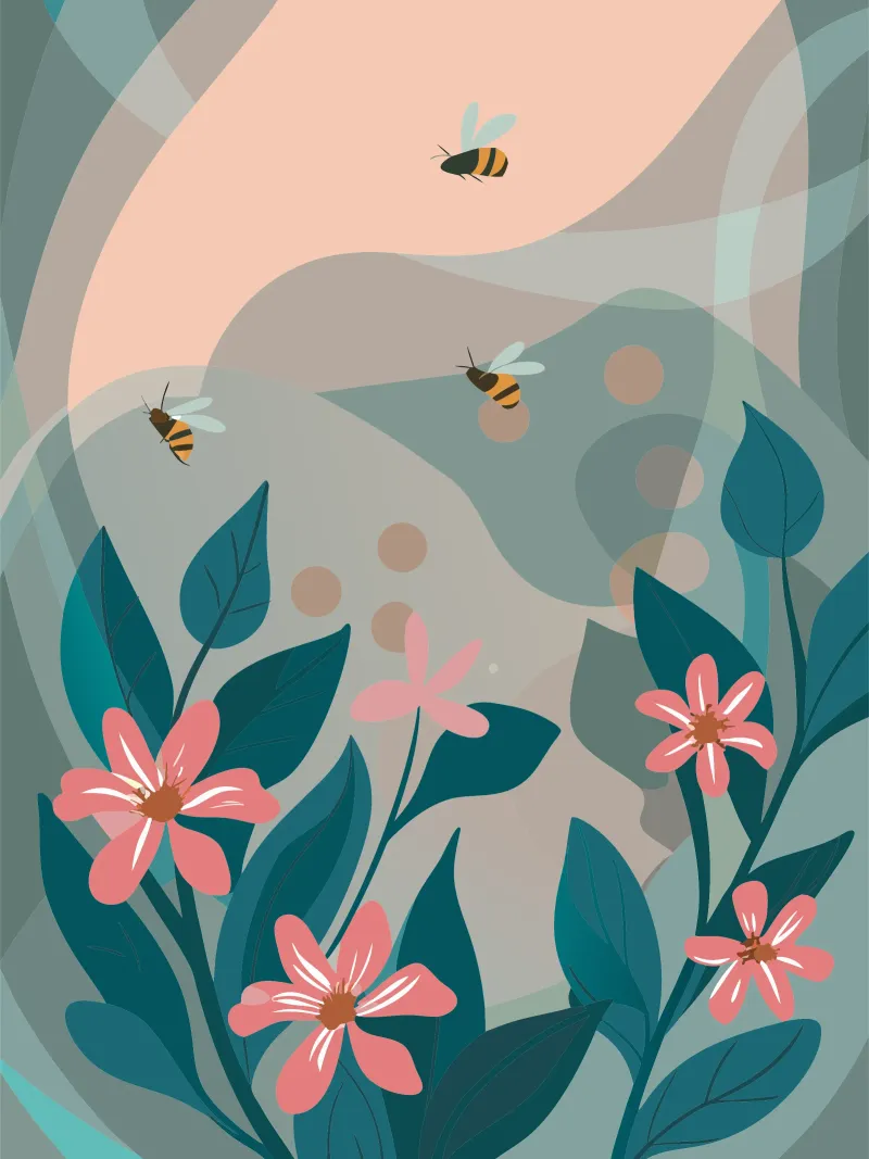 Fiori e api alluminio dibond da HAPPY SHOP