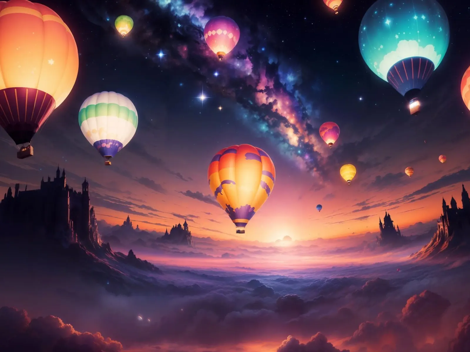 fantasy balloon wallpaper at dusk plexiglas de Musadad Shop
