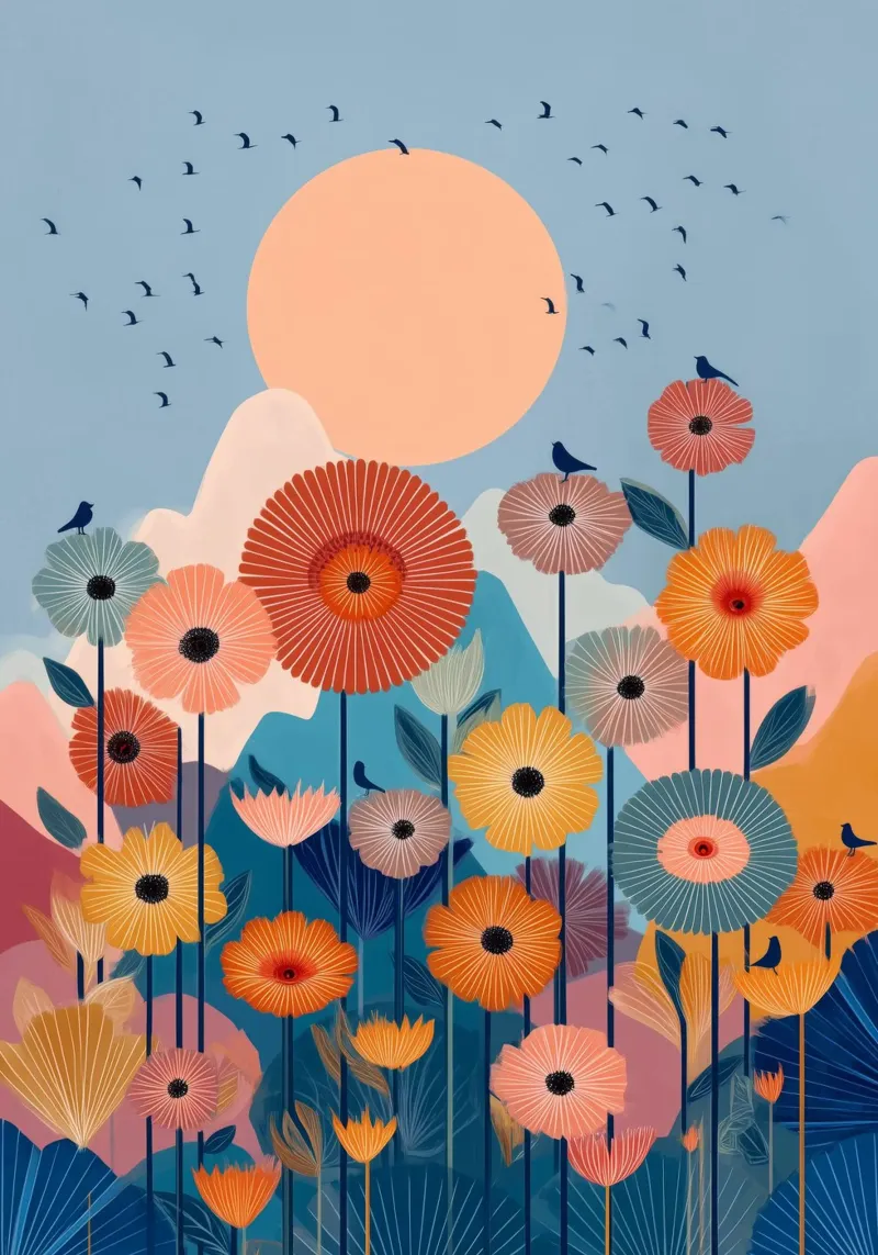 Wildflowers Beneath the Peach Sun backlit film by Clara August