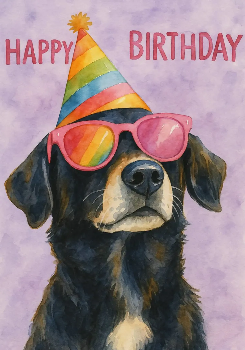 Quadro di buon compleanno per cani carta hahnemühle da Goldend