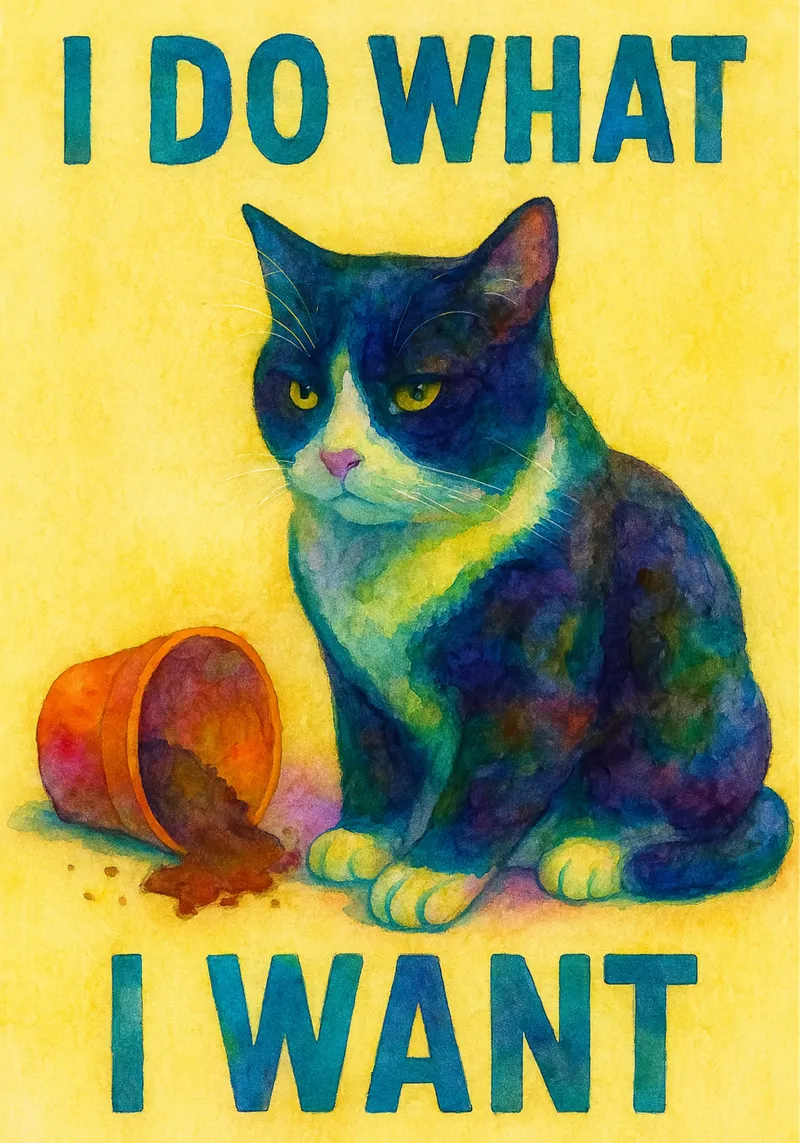 Faccio quello che voglio dipingere con i gatti poster con telaio in plastica da Goldend