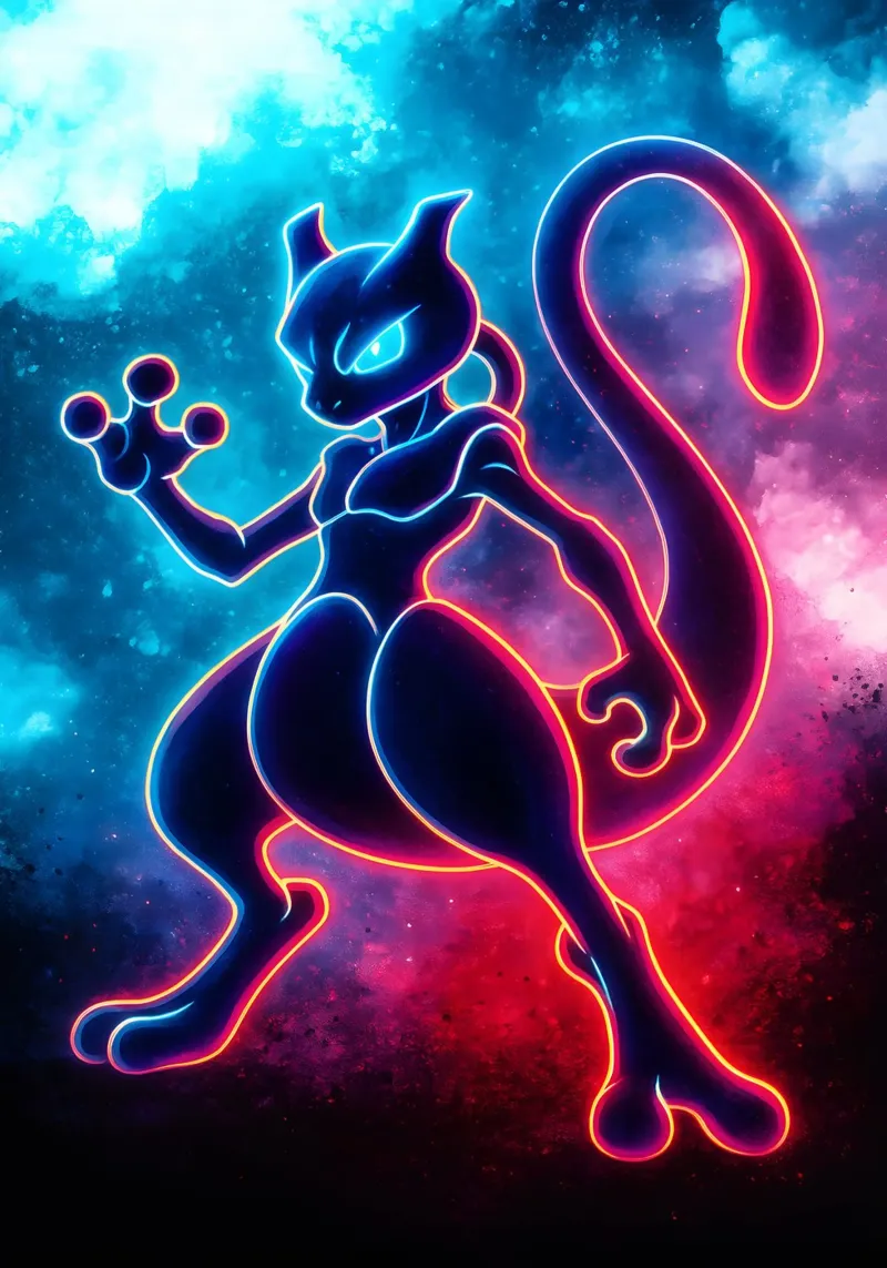 Soul Of Pokemon Mewtwo poster con telaio in legno da DGSoulheroes
