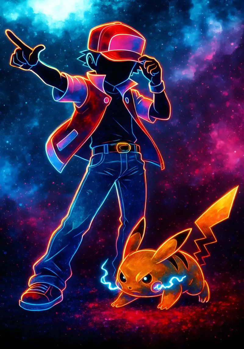 Soul Of Pokemon Pikachu and Ash pellicola backlit da DGSoulheroes