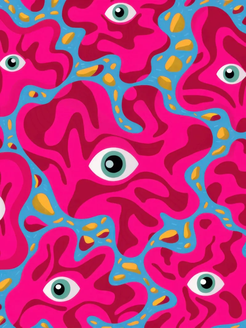 Psychedelisch Oogpatroon poster met kunststof frame van Thistle Bloom