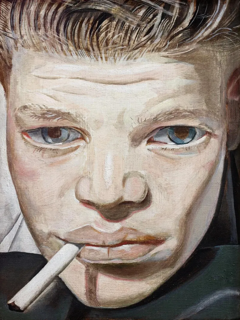 Il ragazzo che fuma - Lucia Freud pellicola backlit da julyebayprint