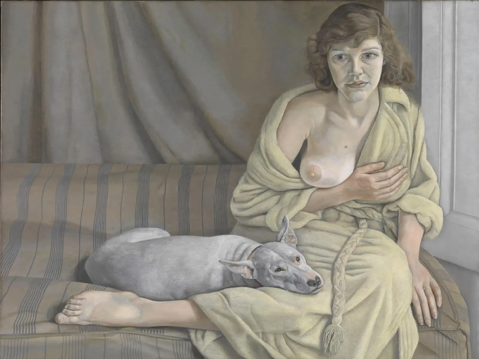 La ragazza con il cane bianco - Lucian Freud pellicola backlit da julyebayprint