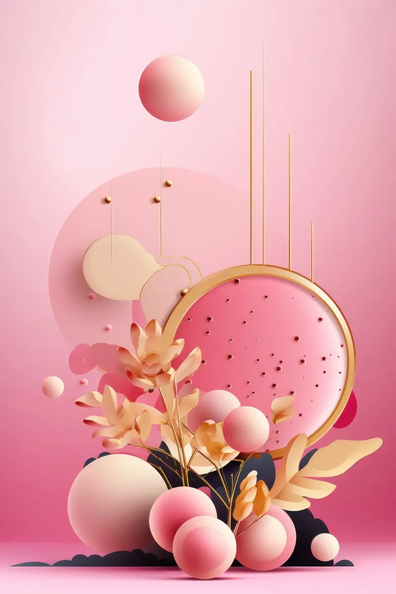 Bubblegum Oro Astratto Floreale 6 poster con telaio in plastica da Tameo