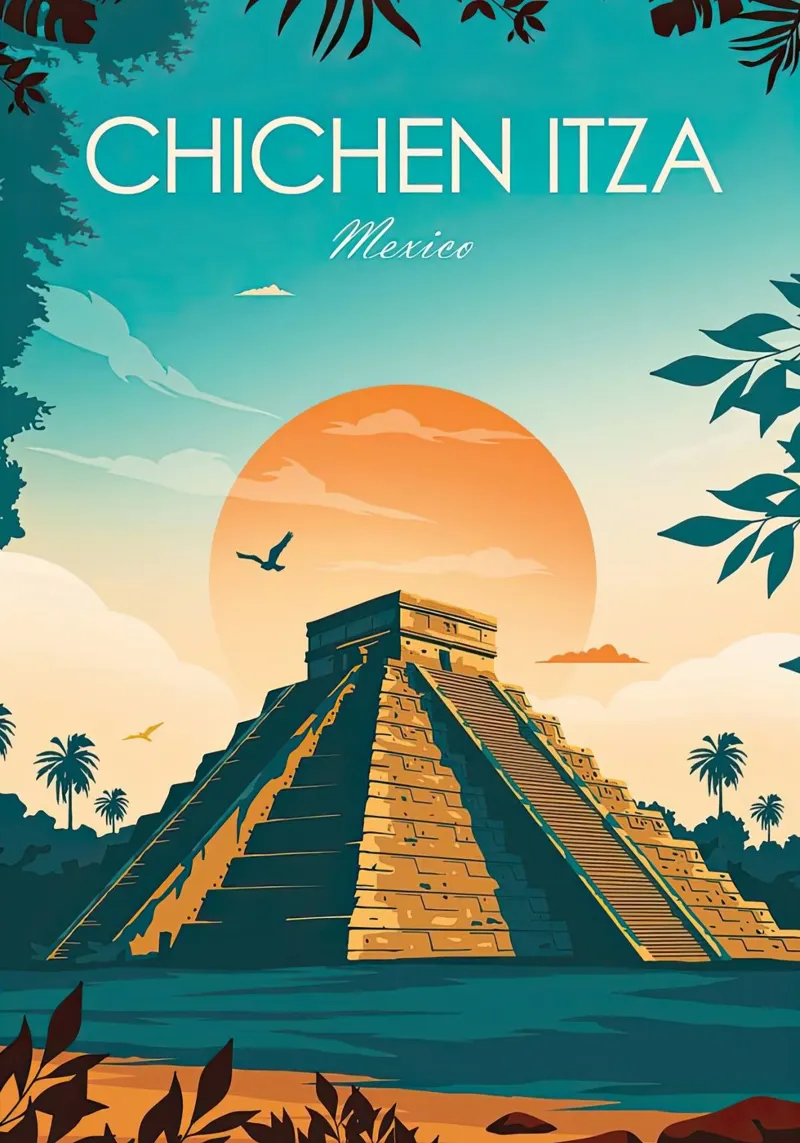 Viaggio Chichen Itza Piramide Messico pellicola backlit da Hollyhully