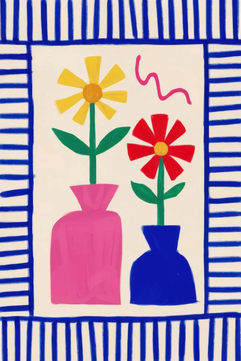 Natura morta di giardino piastrellato poster con telaio in plastica da Thistle Bloom