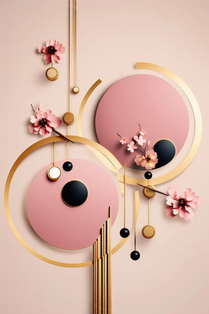 Bubblegum Gold Abstract Floral 8 poster with aluminum frame by Tameo