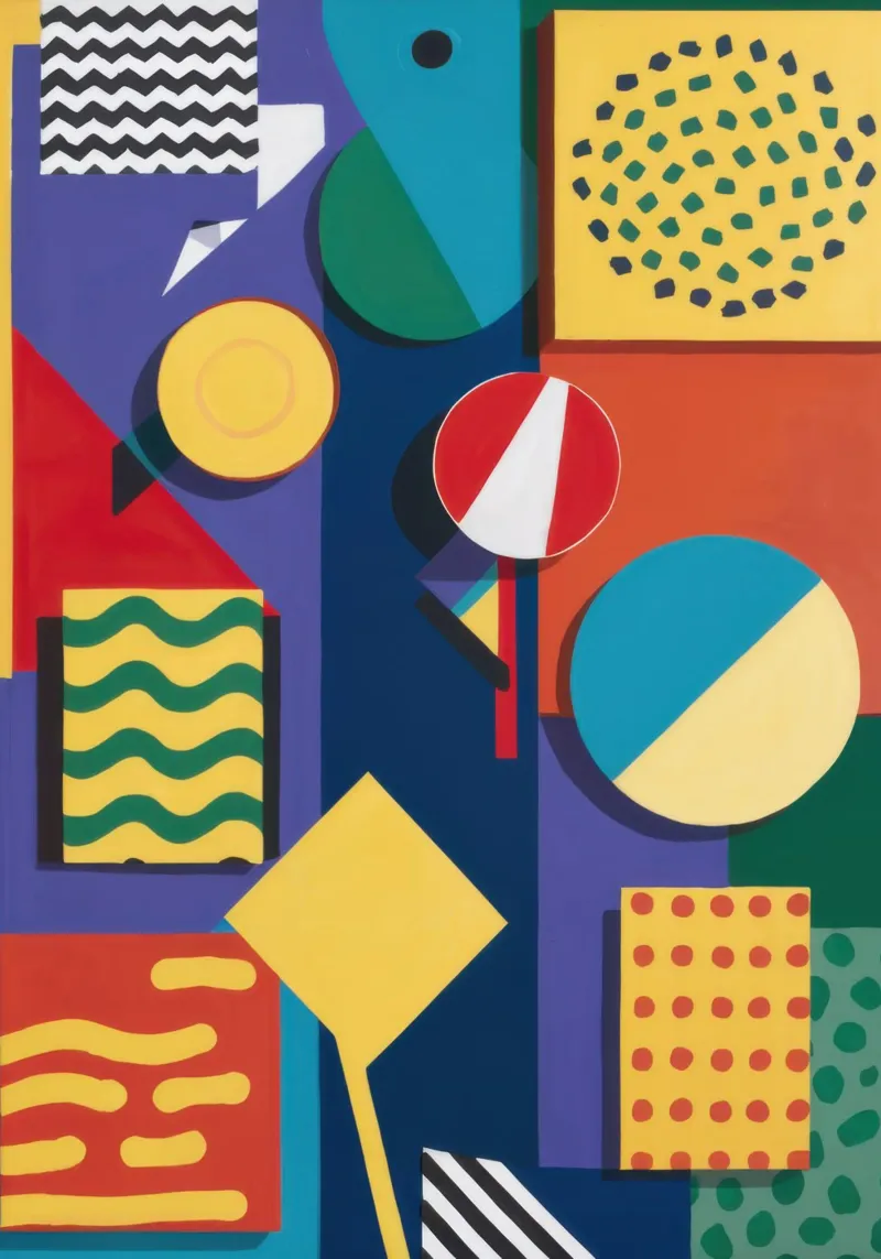 Collage geometrico di giochi carta hahnemühle da Line Fable