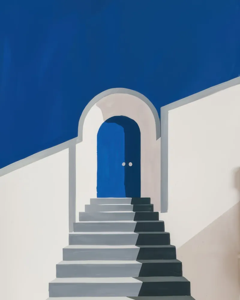 Semplice porta blu pellicola backlit da Line Fable