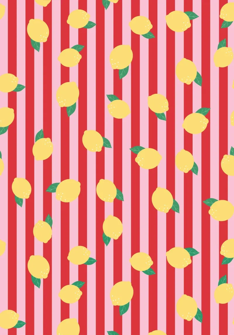 Bold Lemon Stripe Pattern on Pink and Red Background backlit film by The Art Club