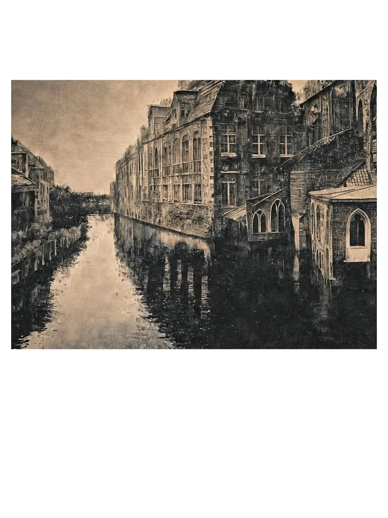 Bianco e nero Amsterdam Bruges poster con telaio in legno da ART BEST