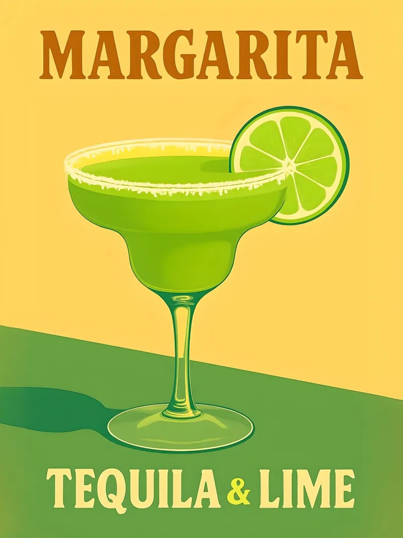 Margarita Tequila & Lime Cocktail Illustration pellicola backlit da 🥝 KIWI STORE