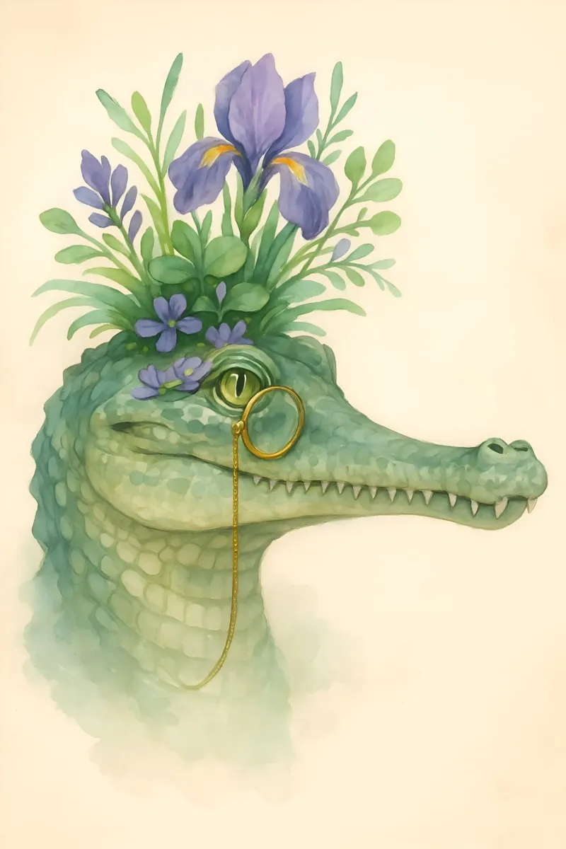 Zachte krokodil: Bloesems & Messing acryl van Graceful Desine