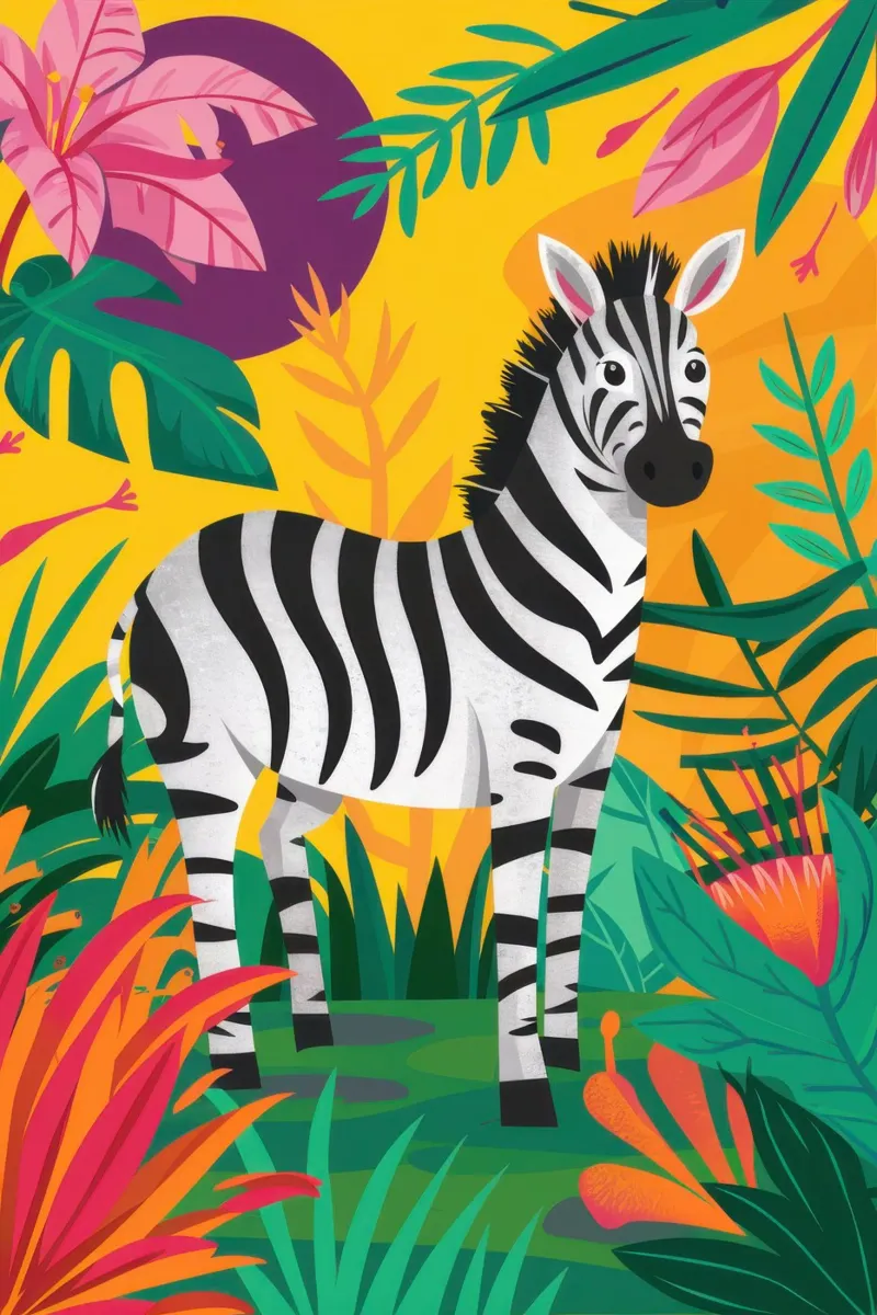 Jungle Zebra Majesteit canvas van Line Fable