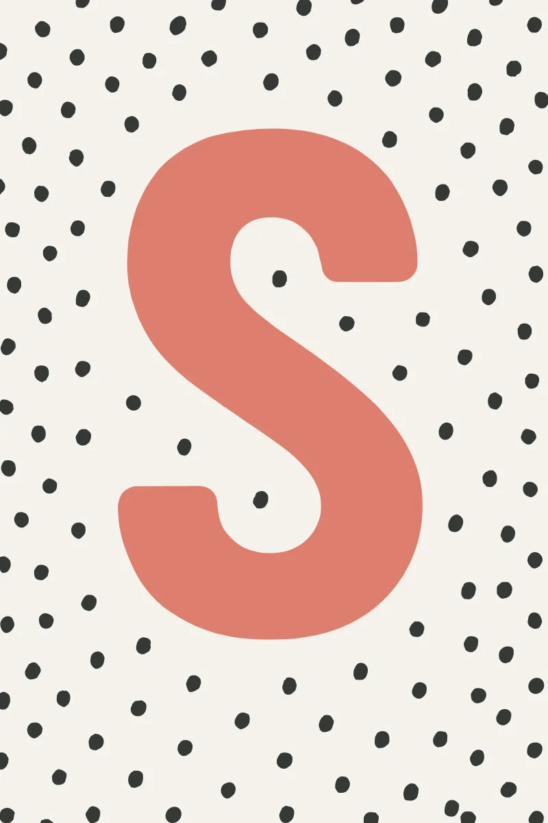 Initial S on dot pattern - Scandinavian style canvas by KidzStudio