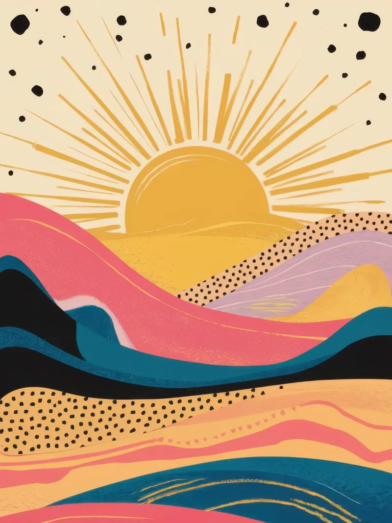 Paesaggio dell'alba radiosa poster con telaio in alluminio da Obs Canvas