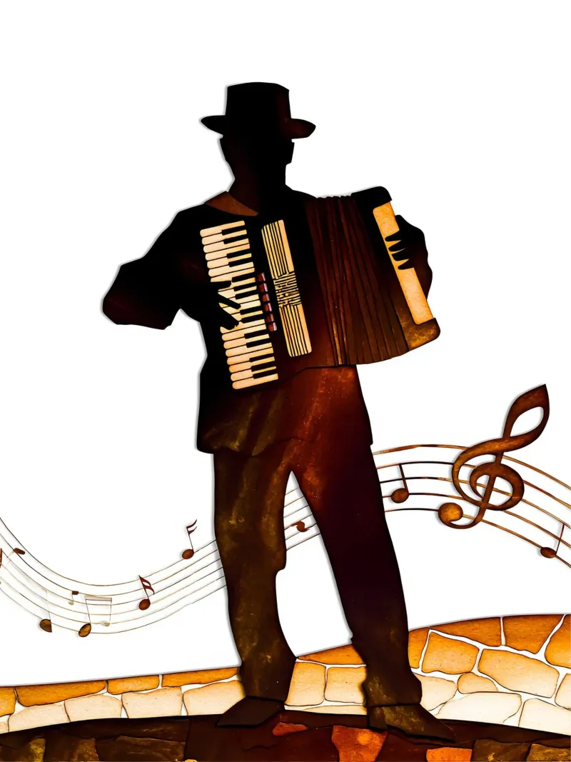 Musiker Scherenschnitt Kunst Leinwand mit Schattenfugenrahmen von Papercut Gallery