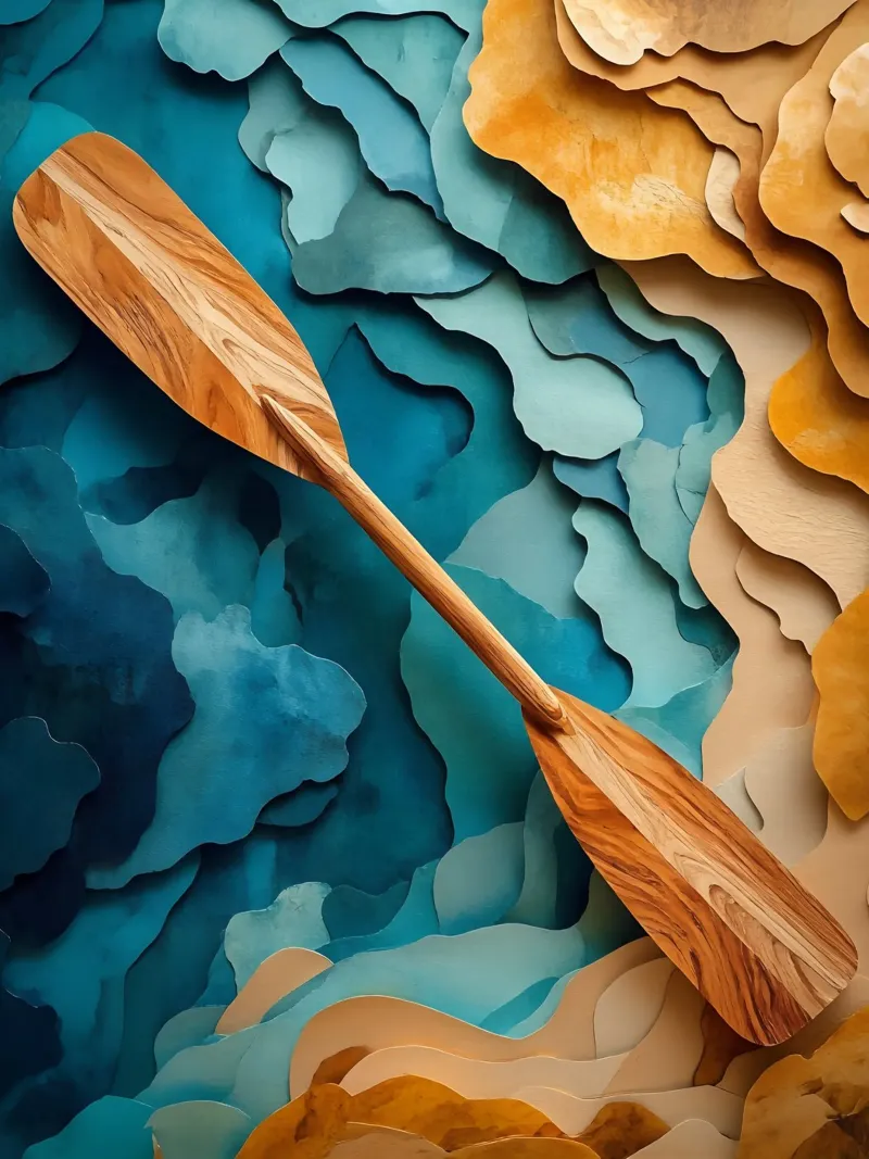 Arte del ritaglio di carta della pagaia di legno poster da Papercut Gallery