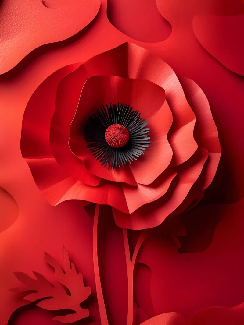 Arte del ritaglio di carta con fiori rossi poster da Papercut Gallery