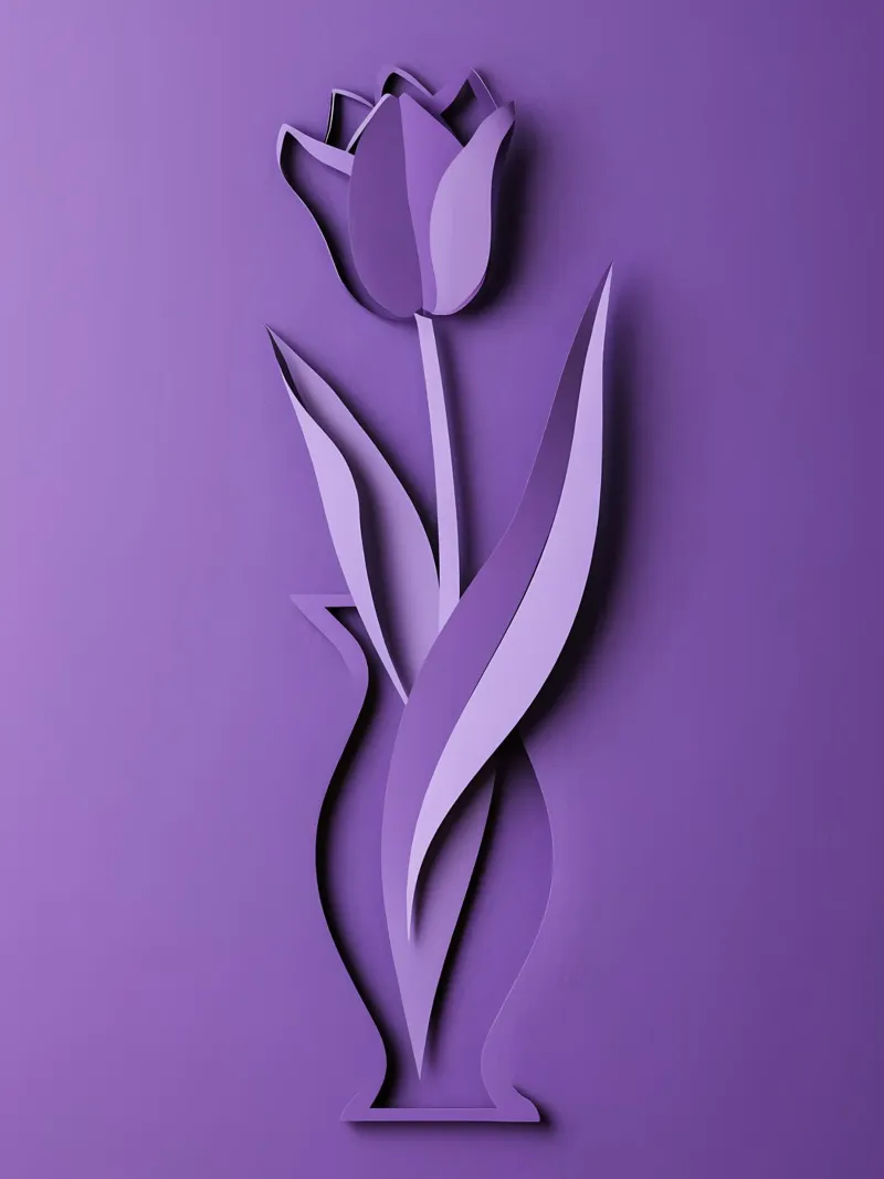 Carta da taglio con fiori di tulipano poster con telaio in plastica da Papercut Gallery