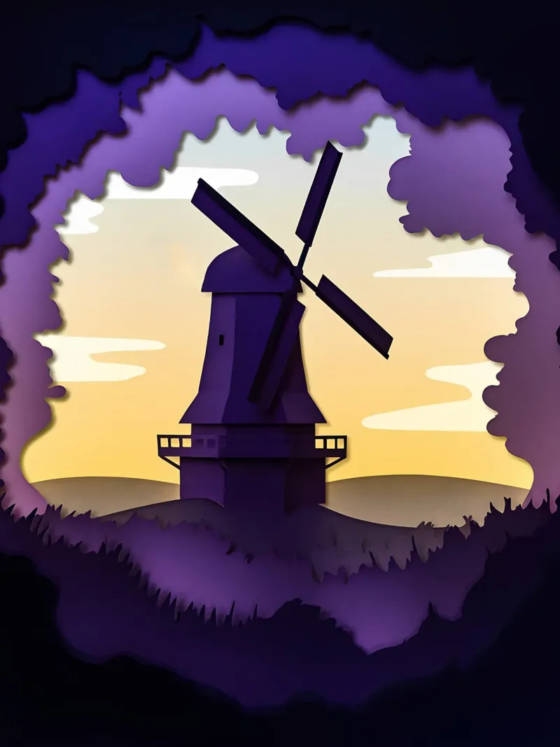 Windmühle Scherenschnitt Kunst Poster von Papercut Gallery