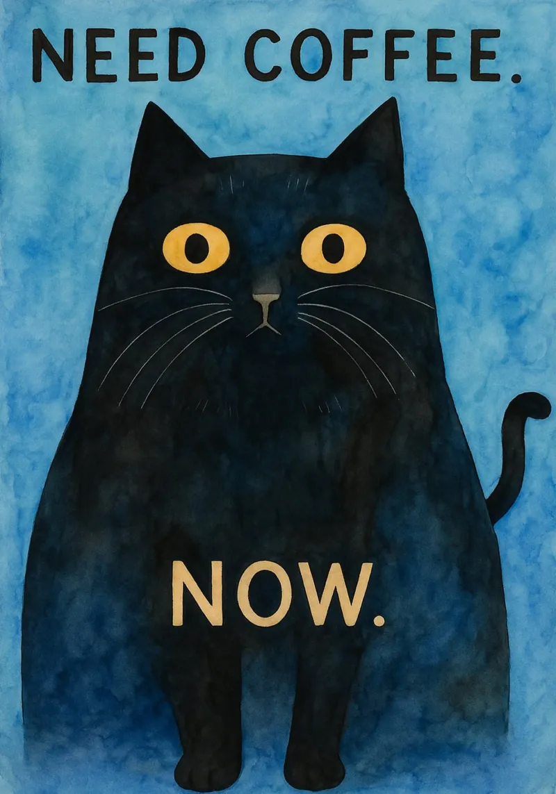 need coffee now cat painting acrylic glass by Goldend