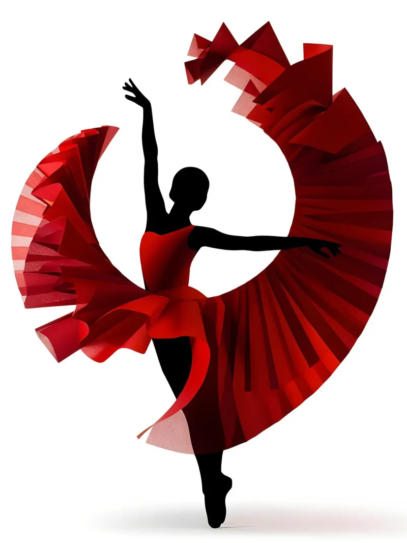 Ballerina dansende papercut kunst poster van Papercut Gallery