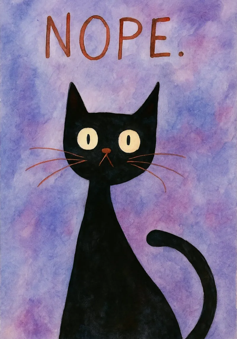 Nope Cat Painting acrylic glass by Goldend