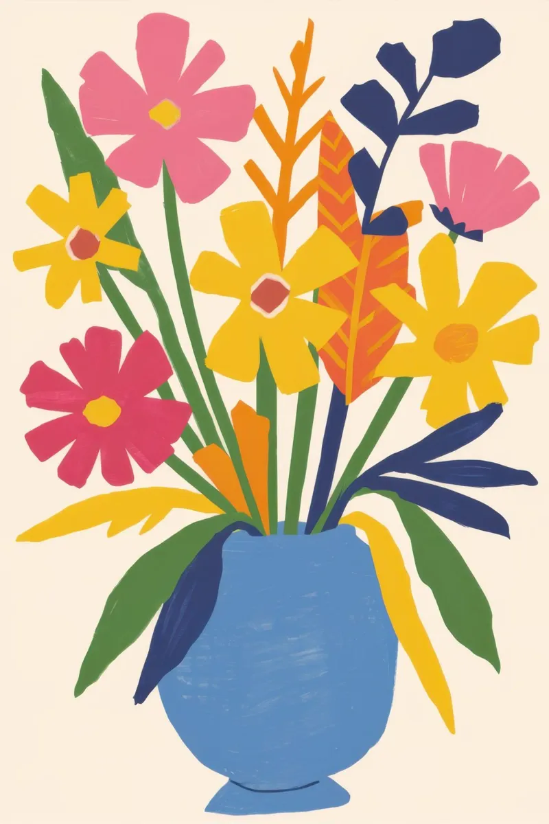 Joyful Bouquet Stillness canvas with Floater frame by Line Fable
