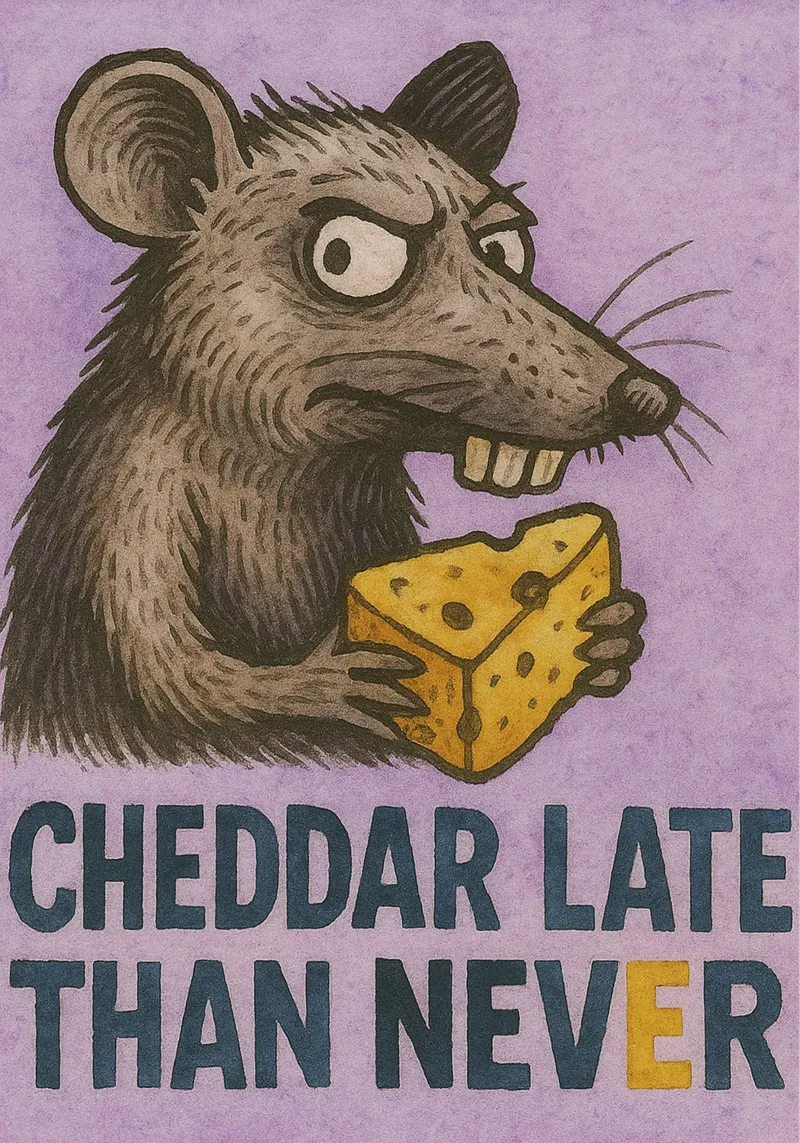 cheddar late than never mouse art painting poster da Mutiaram
