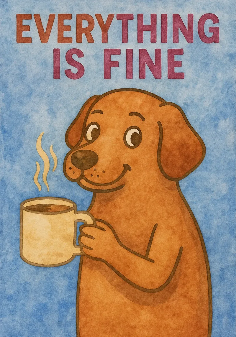 tutto va bene divertente cane arte pittura poster da Mutiaram