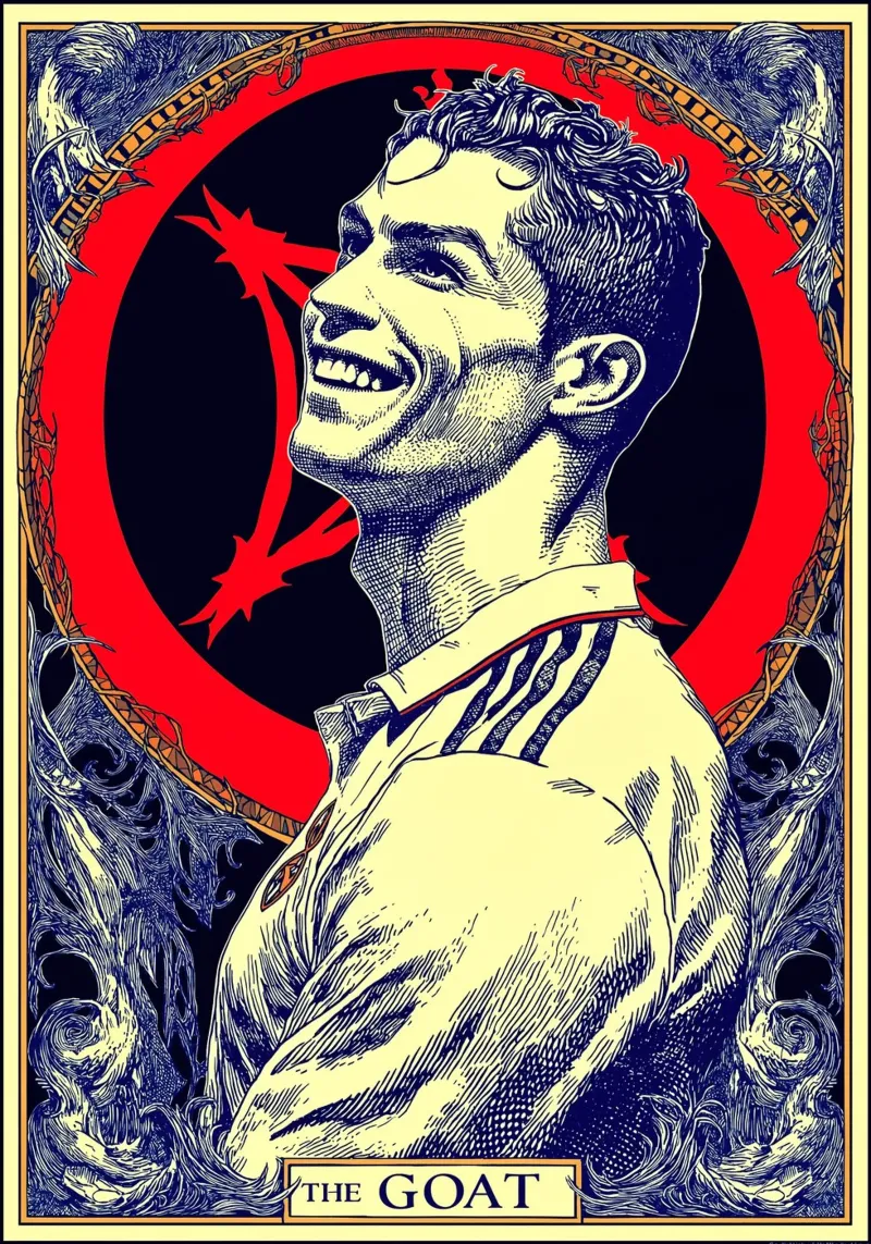 Cristiano Ronaldo CR7 La capra del calcio carta hahnemühle da Fleur de Lys