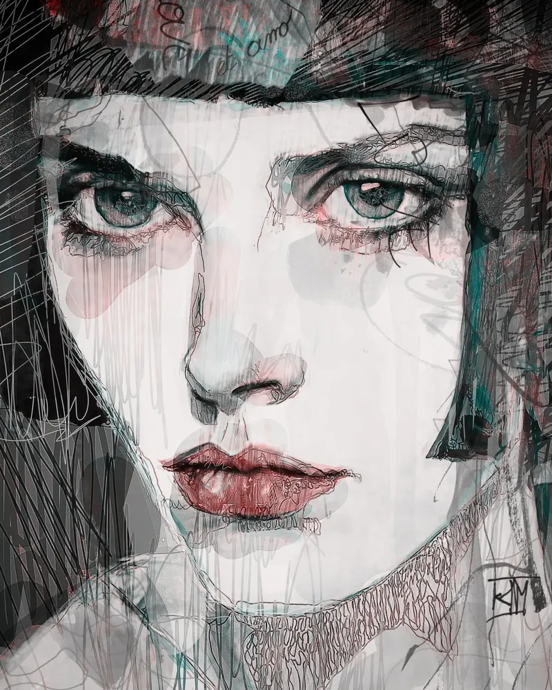 Justine awaits poster con telaio in plastica da Giulio Iurissevich