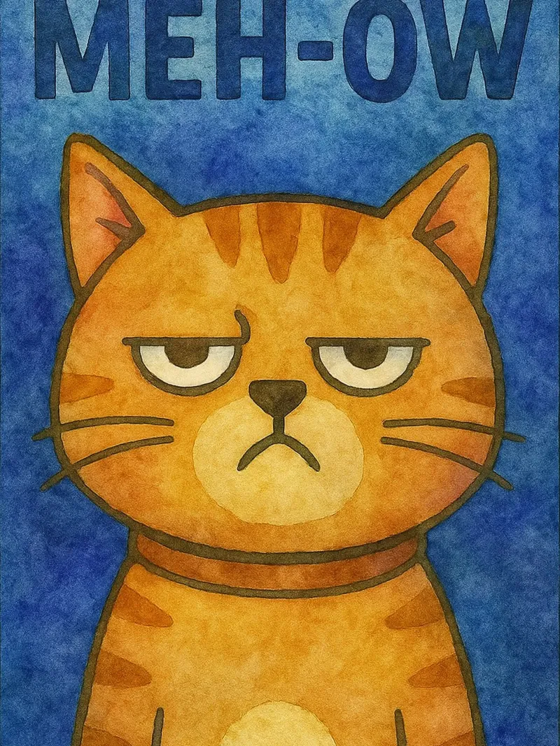 meh ow gatto arte pittura poster da Mutiaram