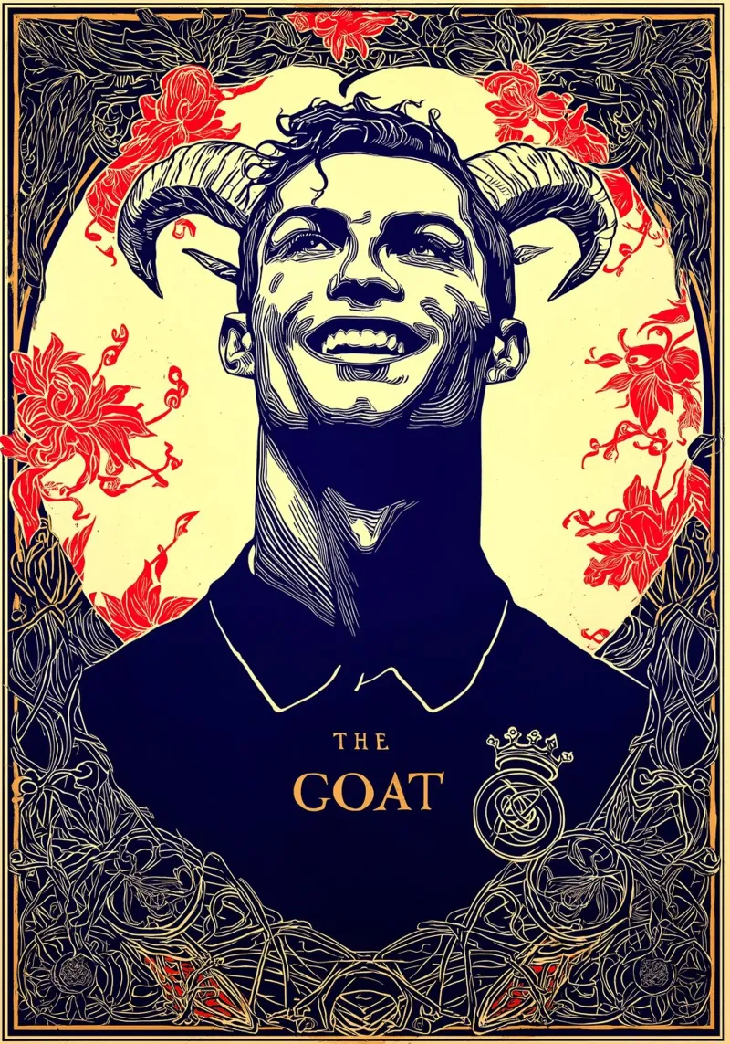 Cristiano Ronaldo CR7 La capra del calcio carta hahnemühle da Fleur de Lys