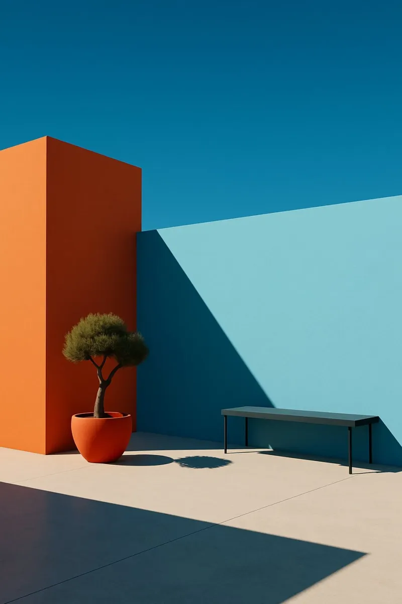 Abstract Garden - Rohe Harmonie in kräftigen Farben Poster mit Kunststoffrahmen von Affiches Minimalistes