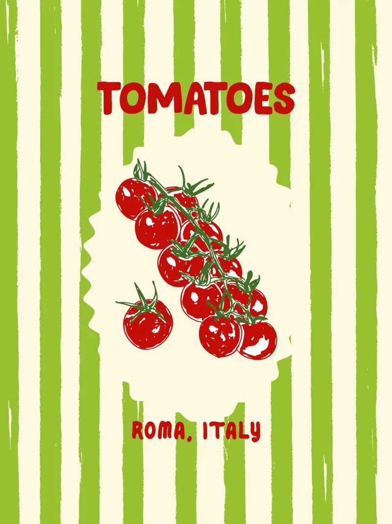 Tomates verdes a rayas retro metacrilato de EDMPROJECT